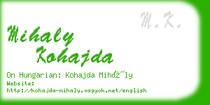 mihaly kohajda business card